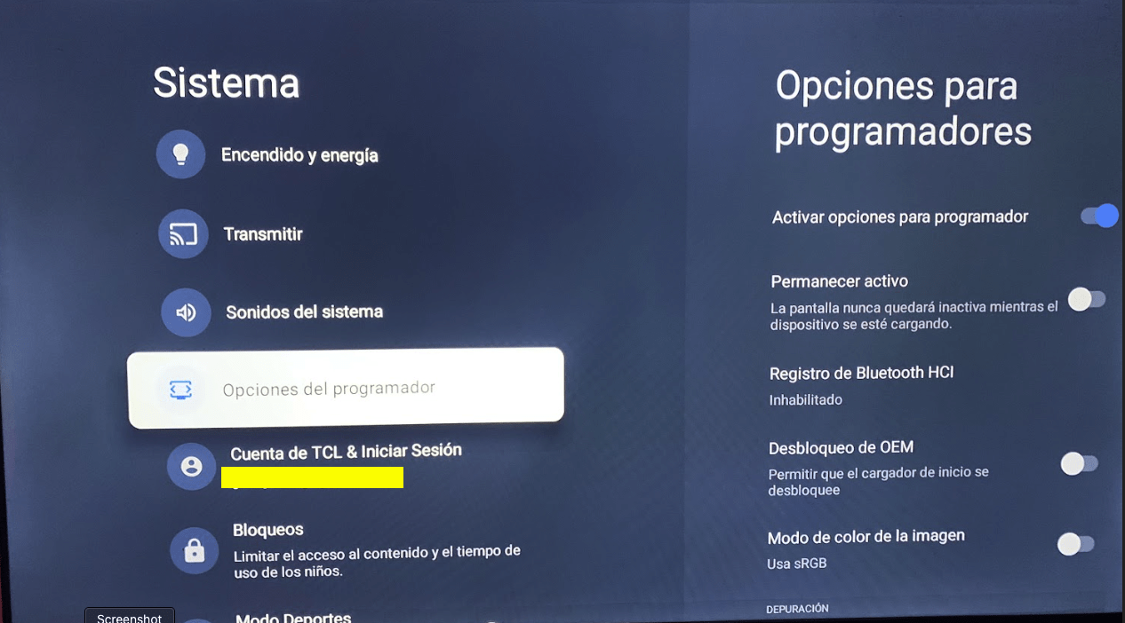 Cómo activar las opciones desarrollador en Google TV,